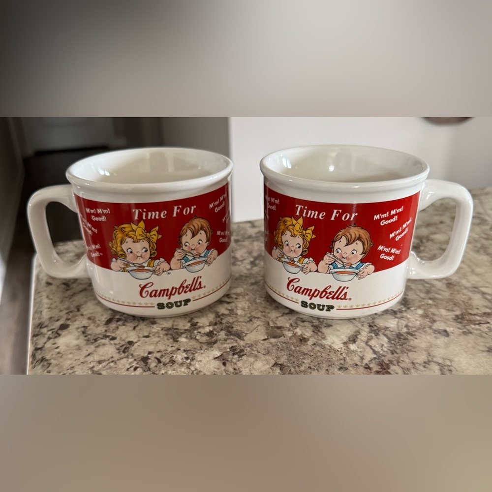 Set of 2 Campbell Soup Company “Time for Campbell’s Soup” 1998 Mug